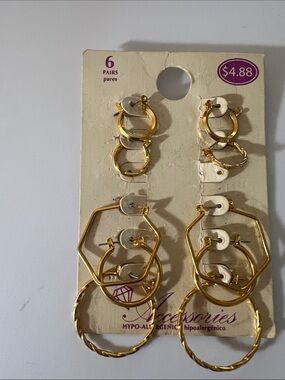 Vintage Gold Hoop Earring Set - Hypo-Allergenic (5 Pairs)